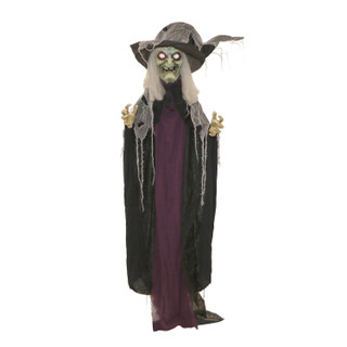 6.3-Ft. Poseable Witch with Lights and Sound, Indoor/Covered Outdoor Halloween Decoration