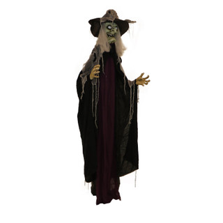 6.3-Ft. Poseable Witch with Lights and Sound, Indoor/Covered Outdoor Halloween Decoration