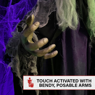 6.3-Ft. Poseable Witch with Lights and Sound, Indoor/Covered Outdoor Halloween Decoration
