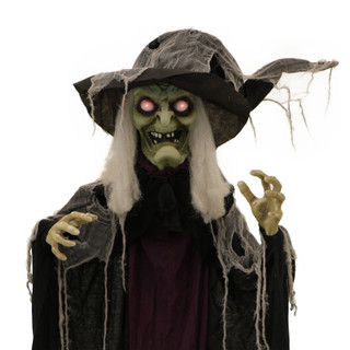6.3-Ft. Poseable Witch with Lights and Sound, Indoor/Covered Outdoor Halloween Decoration