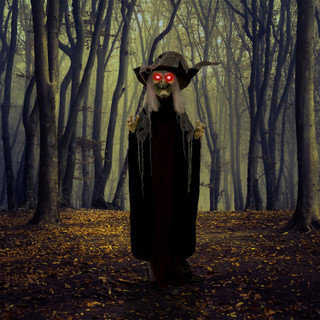 6.3-Ft. Poseable Witch with Lights and Sound, Indoor/Covered Outdoor Halloween Decoration