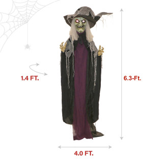 6.3-Ft. Poseable Witch with Lights and Sound, Indoor/Covered Outdoor Halloween Decoration