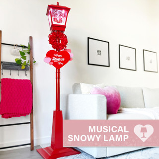 Fraser Hill Farm 70-In. Musical Snowy Valentine's Day Street Lamp Lantern