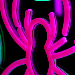 0.9-Ft. Neon Pink & Green LED Spider with Web Wall Decoration for Indoors & Covered Outdoors, Plug Operated