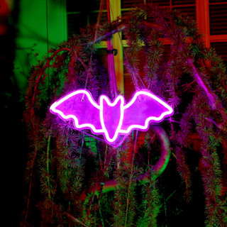 0.6-Ft. Neon Purple LED Bat Wall Decoration for Indoors & Covered Outdoors, Plug Operated
