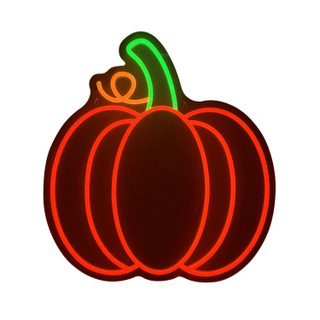 1.5-Ft. Neon Yellow & Orange LED Pumpkin Wall Decoration for Indoors & Covered Outdoors, Plug Operated