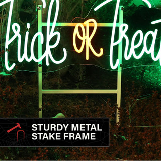 1-Ft. Neon Green & Red LED Trick or Treat Wall Decoration for Indoors & Covered Outdoors, Plug Operated