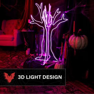 3.7-Ft. Neon Purple LED 3D Ghost Tree Decoration for Indoors & Covered Outdoors, Plug Operated