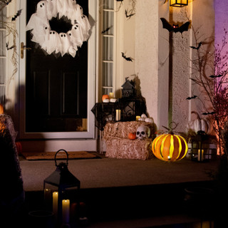 1.2-Ft. Metal LED 3D Pumpkin Lantern Decoration for Indoors & Covered Outdoors, Battery Operated (3 AA)
