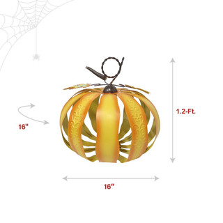 1.2-Ft. Metal LED 3D Pumpkin Lantern Decoration for Indoors & Covered Outdoors, Battery Operated (3 AA)