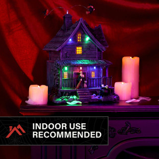 1-Ft. Animated LED Haunted House with Flying Witches Halloween Decoration, Battery Operated (3 AAA)