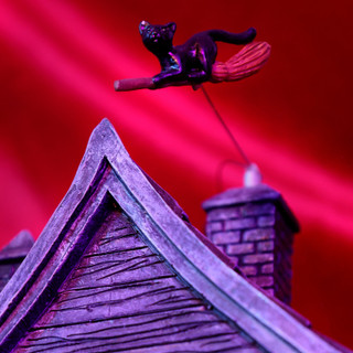 1-Ft. Animated LED Haunted House with Flying Witches Halloween Decoration, Battery Operated (3 AAA)