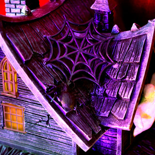 1-Ft. Animated LED Haunted House with Flying Witches Halloween Decoration, Battery Operated (3 AAA)