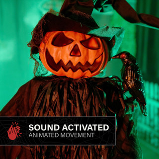 6-Ft. Standing Scarecrow Animatronic with Animated Crow