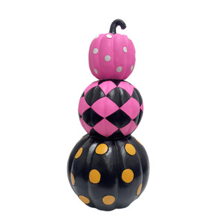 2.4-Ft. Designer Polka Dot Checkerboard Summerween Pumpkin Stack Halloween Decoration