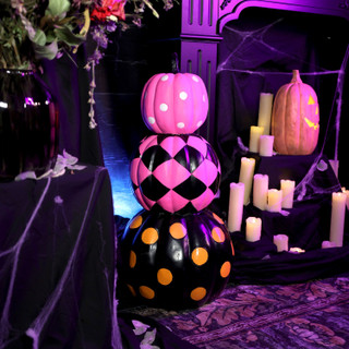 2.4-Ft. Designer Polka Dot Checkerboard Summerween Pumpkin Stack Halloween Decoration