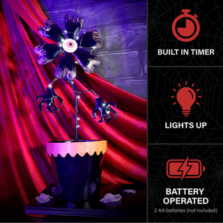 2-Ft. LED Metal Flower in Pot Decoration with Stake for Indoors & Covered Outdoors, (2 AA)