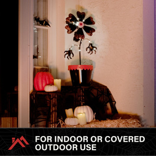 2-Ft. LED Metal Flower in Pot Decoration with Stake for Indoors & Covered Outdoors, (2 AA)