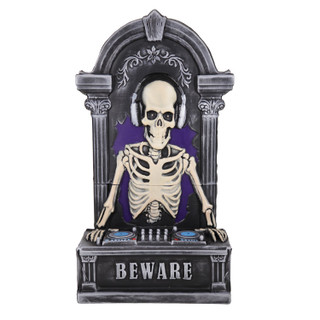 3-Ft. Tombstone Skeleton DJ Animatronic with Light and Music