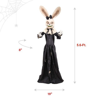 5.6-Ft. Standing Animated Rabbit Animatronic, Black