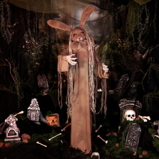 5.6-Ft. Standing Animated Rabbit Animatronic, Brown