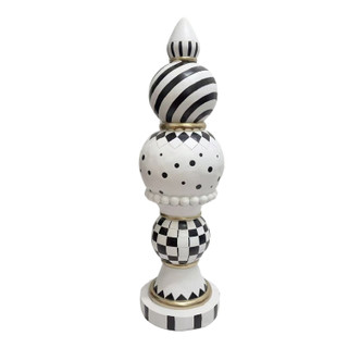 3.9-Ft. Halloween Finial with Black & White Polka Dot, Checkerboard & Swirl