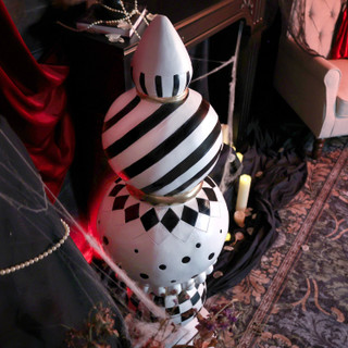 3.9-Ft. Halloween Finial with Black & White Polka Dot, Checkerboard & Swirl