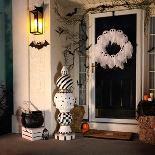 3.9-Ft. Halloween Finial with Black & White Polka Dot, Checkerboard & Swirl