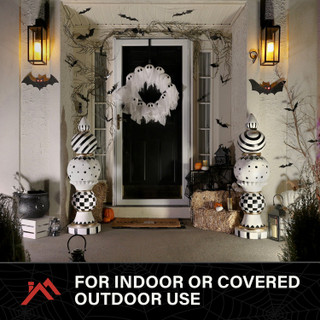 3.9-Ft. Halloween Finial with Black & White Polka Dot, Checkerboard & Swirl