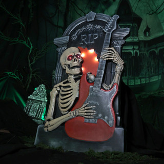 3-Ft. Tombstone Skeleton with Guitar Animatronic with Light and Music