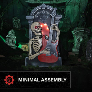 3-Ft. Tombstone Skeleton with Guitar Animatronic with Light and Music