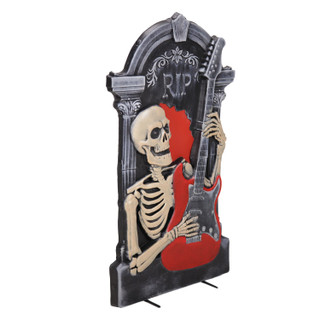 3-Ft. Tombstone Skeleton with Guitar Animatronic with Light and Music