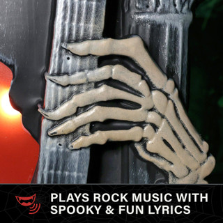 3-Ft. Tombstone Skeleton with Guitar Animatronic with Light and Music