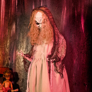 3.9-Ft. Standing Rising Head Creepy Girl Animatronic