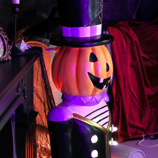4-Ft. Pumpkin Head Nutcracker with LED Jacket Buttons, Battery Operated (3 AA)