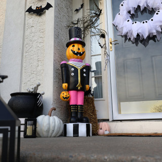 4-Ft. Pumpkin Head Nutcracker with LED Jacket Buttons, Battery Operated (3 AA)