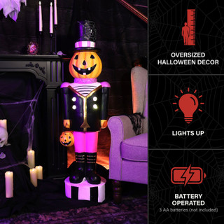 4-Ft. Pumpkin Head Nutcracker with LED Jacket Buttons, Battery Operated (3 AA)