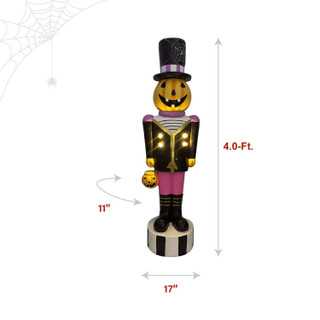 4-Ft. Pumpkin Head Nutcracker with LED Jacket Buttons, Battery Operated (3 AA)