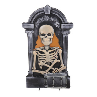 3-Ft. Tombstone Skeleton with Drum Animatronic with Light and Music