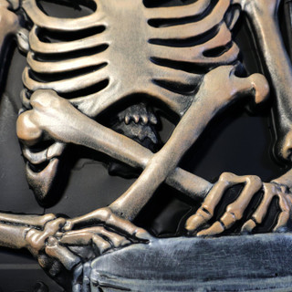 3-Ft. Tombstone Skeleton with Drum Animatronic with Light and Music