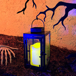 2-Ft. LED Metal Spooky Tree with Owl & Lantern for Indoors & Covered Outdoors, Plug Operated