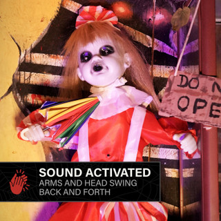 3.3-Ft. Standing Animated Girl with Umbrella Animatronic