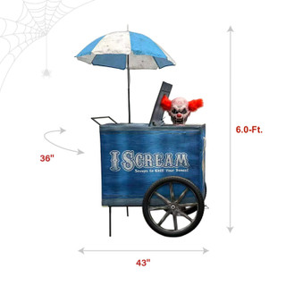 6-Ft. I Scream Clown Cart Animatronic