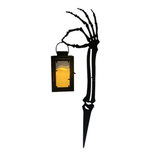 2.3-Ft. LED Zombie Hand with Lantern & Stake for Indoors & Covered Outdoors, Battery Operated (2 AA)