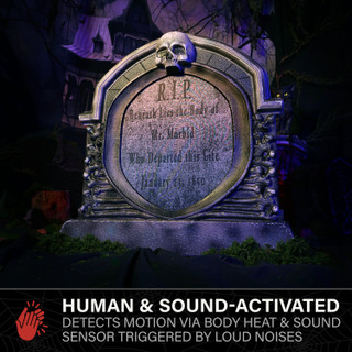 2.1-Ft. Pushout Skull Tombstone Animatronic