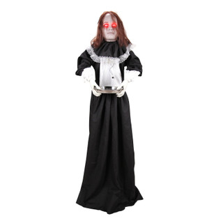 5.3-Ft. Standing Animated Creepy Lady Holding Plate Animatronic