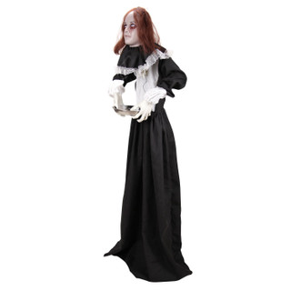 5.3-Ft. Standing Animated Creepy Lady Holding Plate Animatronic