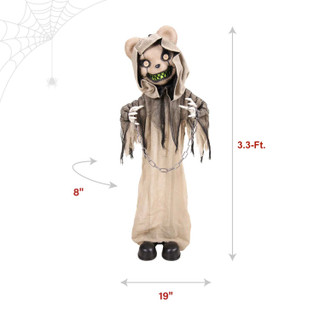 3.3-Ft. Standing Animated Burlap Bear Animatronic