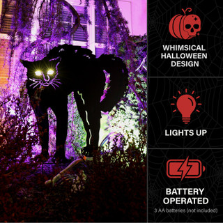 3-Ft. Metal Black Cat Decoration with LED Eyes for Indoors & Covered Outdoors, Battery Operated (3 AA)