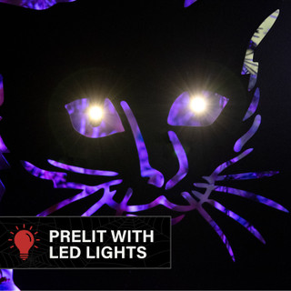 3-Ft. Metal Black Cat Decoration with LED Eyes for Indoors & Covered Outdoors, Battery Operated (3 AA)